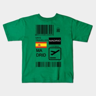 Madrid Spain travel ticket Kids T-Shirt